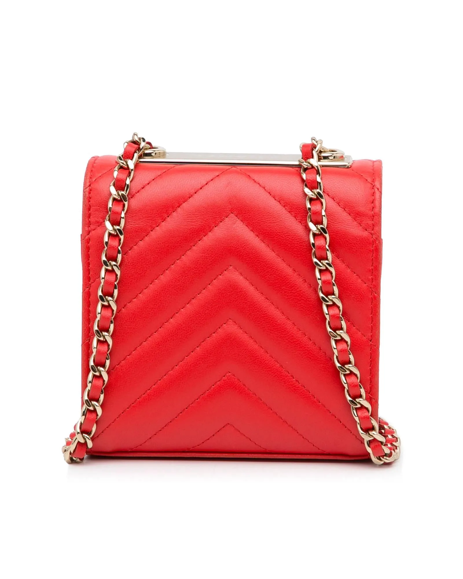Chevron Quilted Lambskin CC Chain Wallet