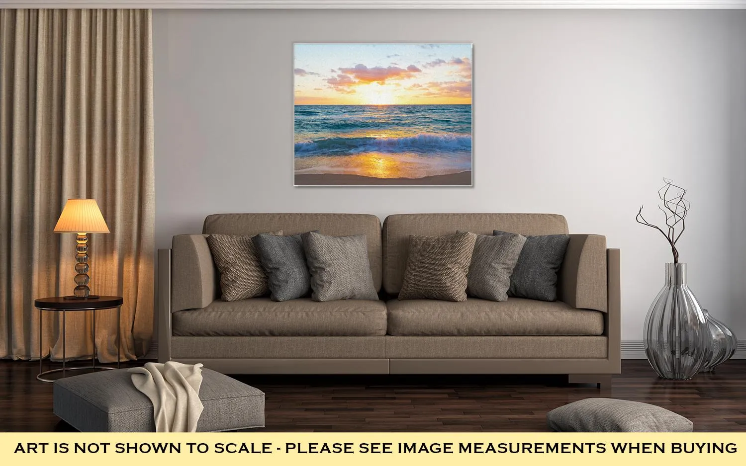 Gallery Wrapped Canvas, Sunrise Over Ocean In Miami Beach Florid
