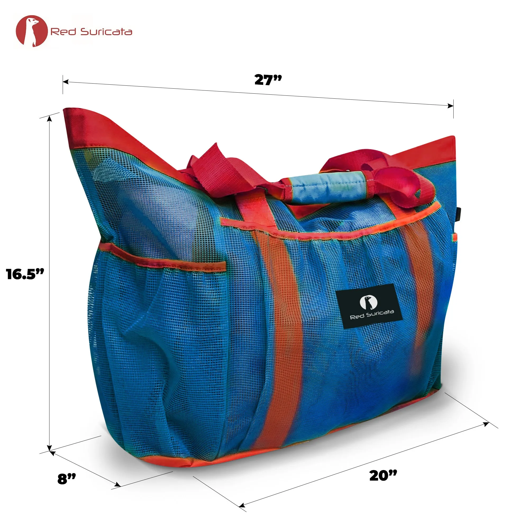 Red Suricata XL Mesh Beach Bag Tote -  Blue & Red